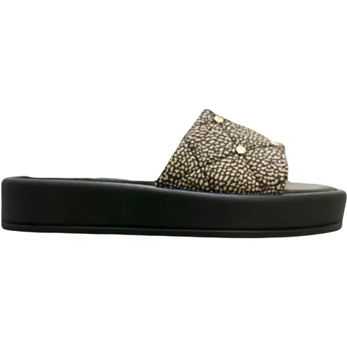 Natürliche Schwarze Slide-Sandale , Damen, Größe: 36 EU - Borbonese - Modalova