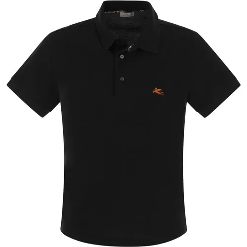 Piqué Polo-Shirt mit Pegasus-Stickerei , Herren, Größe: L - ETRO - Modalova