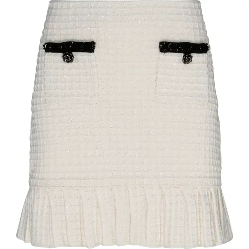 Cream Textured Knit Mini Skirt , female, Sizes: M - Self Portrait - Modalova