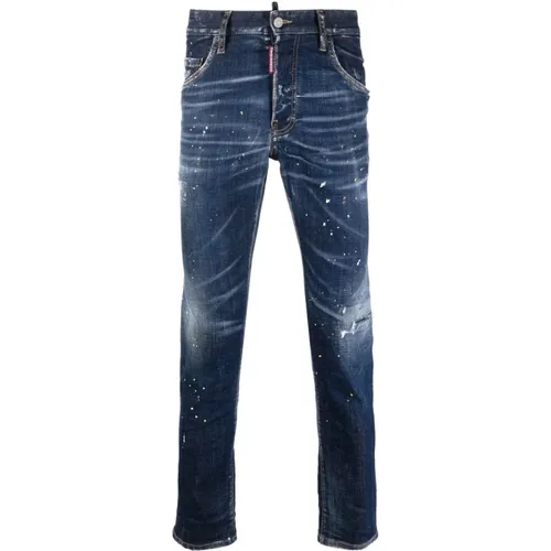 Dark Techno Surf Wash Skater Jeans Blau , Herren, Größe: L - Dsquared2 - Modalova