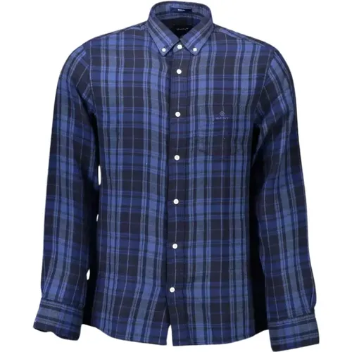 Blaues Button-Down Baumwollhemd - Gant - Modalova