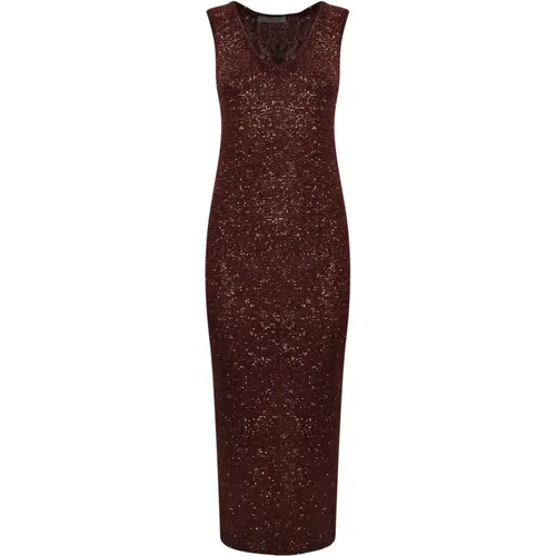 Pailletten Midi Kleid Bordeaux Slim Fit , Damen, Größe: M - D.Exterior - Modalova