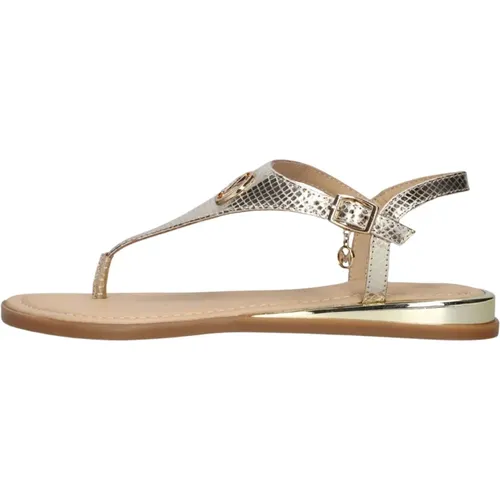 Goldene Sandalen mit Reptilienmuster , Damen, Größe: 41 EU - Mexx - Modalova