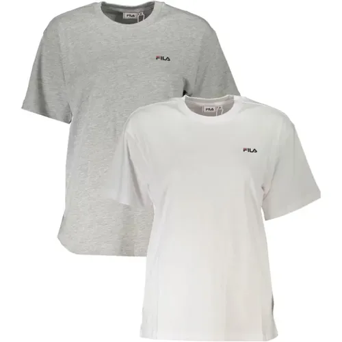 Weiße Baumwoll-Crew-Neck-T-Shirt , Damen, Größe: S - Fila - Modalova