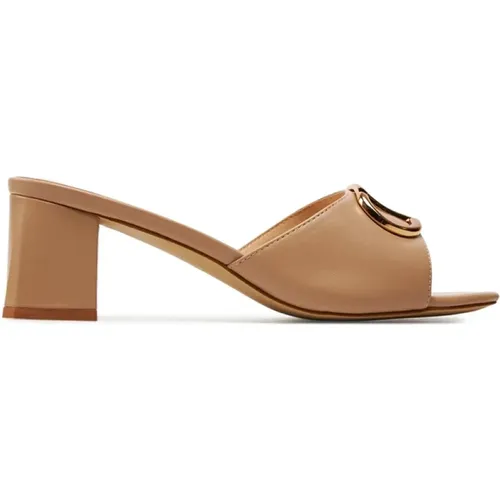 Leather Sandals with 5 cm Heel , female, Sizes: 4 UK, 3 UK, 5 UK, 6 UK - Twinset - Modalova