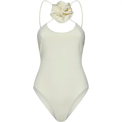 Weißer Einteiliger Badeanzug mit Blumendetail , Damen, Größe: S - La Revêche - Modalova