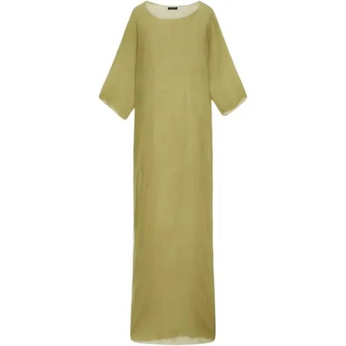 Silk Pistachio Long Dress , female, Sizes: S, L, M - Cortana - Modalova