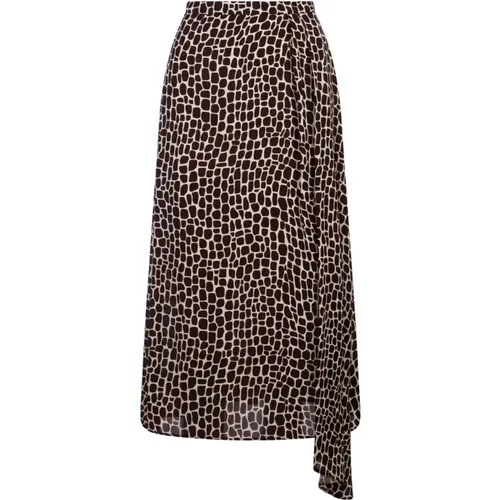 Animal Print Asymmetrical Viscose Long Skirt , female, Sizes: 2XS, S, XS - Msgm - Modalova