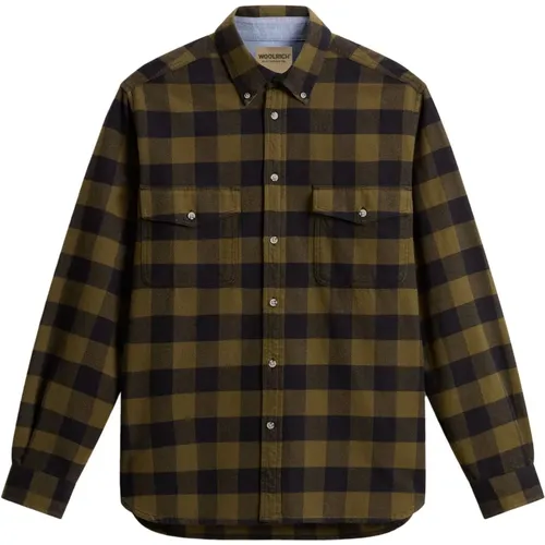 Buffalo Plaid Chamois Hemd , Herren, Größe: L - Woolrich - Modalova