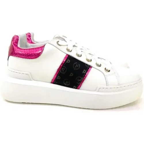 Fuchsia Heritage Print Sneakers for Women , female, Sizes: 7 UK - Pollini - Modalova