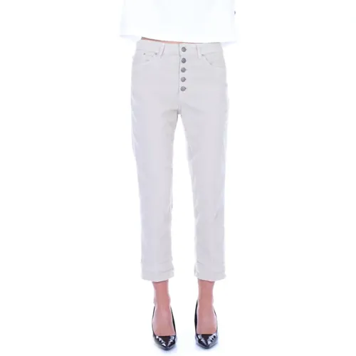 Grey Trousers with Side Logo , female, Sizes: W30 - Dondup - Modalova