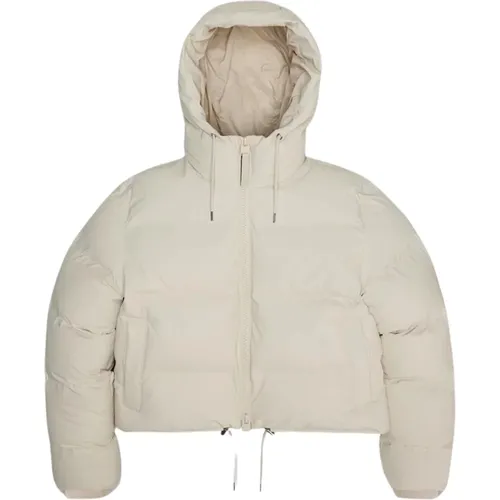 Kurze Pufferjacke in Creme , Damen, Größe: L - Rains - Modalova