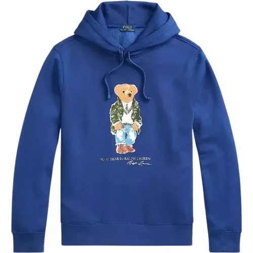 Blaue Kapuzenpullover mit Teddybär Polo , Herren, Größe: L - Ralph Lauren - Modalova