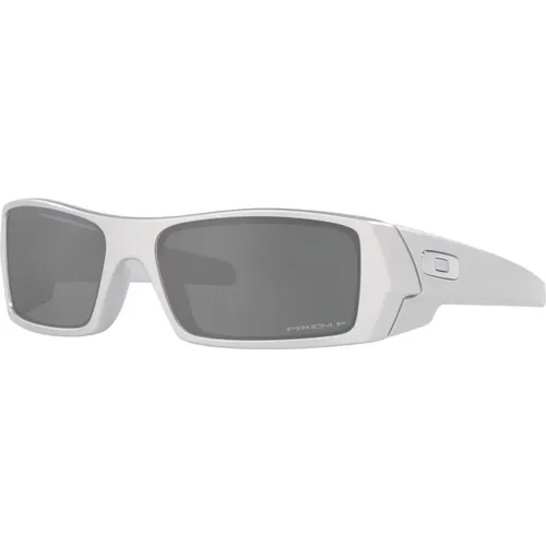Gascan Silber/Schwarz Polarisierte Sonnenbrille , Herren, Größe: 60 MM - Oakley - Modalova