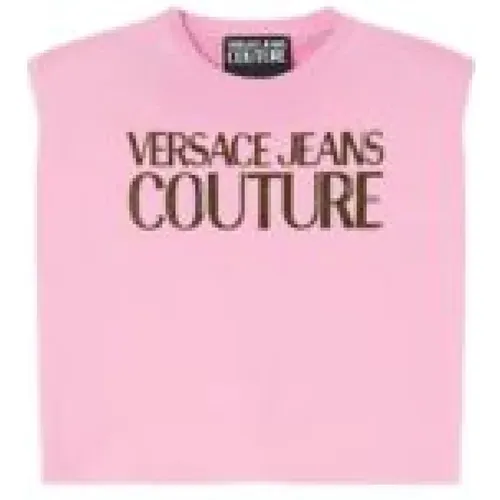 Ärmelloses Rosa Top mit Gepolsterten Schultern , Damen, Größe: S - Versace Jeans Couture - Modalova