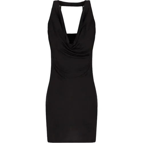 Schwarzes Kurzes Kleid mit Drapiertem Ausschnitt , Damen, Größe: S - Armani Exchange - Modalova