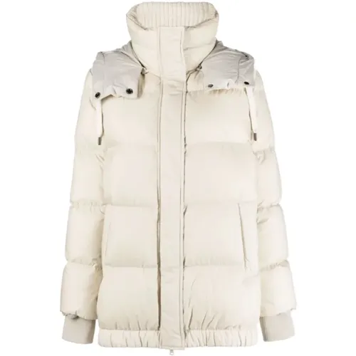 Hooded Padded Jacket with Knitted Panels , female, Sizes: S, 2XS - BRUNELLO CUCINELLI - Modalova