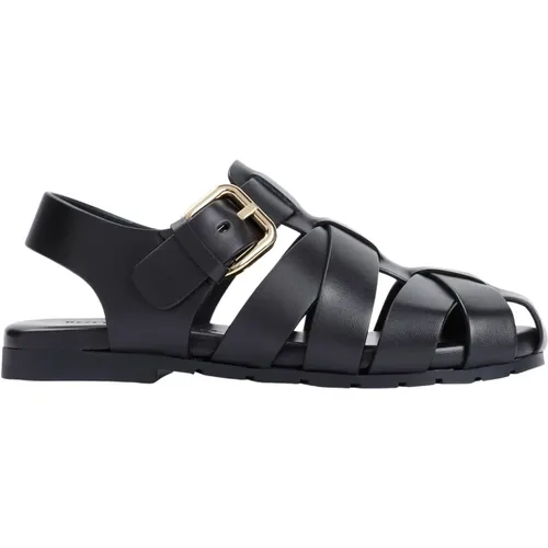 Schwarze Lederkäfig-Sandalen - Bottega Veneta - Modalova