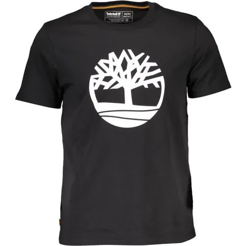 Schwarzes Baumwoll-T-Shirt mit auffälligem Druck , Herren, Größe: 2XL - Timberland - Modalova
