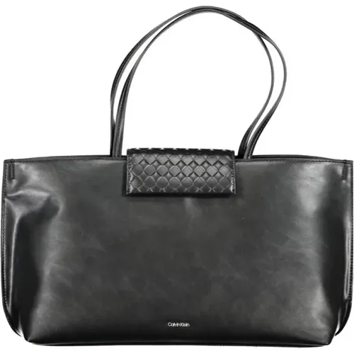 Schwarze Polyester-Handtasche mit Kontrastdetails - Calvin Klein - Modalova