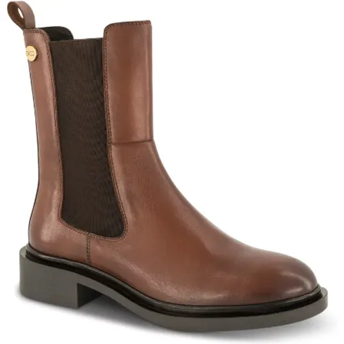 Stylischer Chelsea-Stiefel aus Leder und Fleece , Damen, Größe: 40 EU - B&Co - Modalova