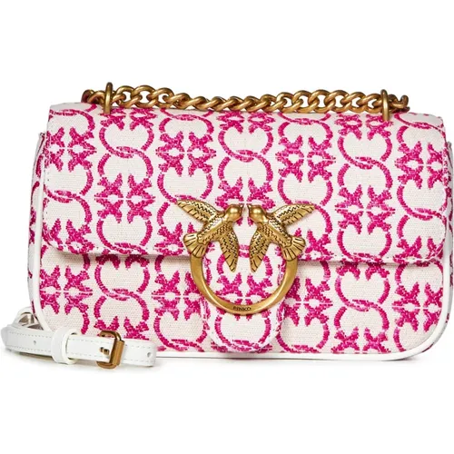 Pink Jacquard Mini Love Shoulder Bag , female, Sizes: ONE SIZE - pinko - Modalova
