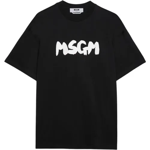 Cotton Jersey Logo Print T-shirt , male, Sizes: M, S - Msgm - Modalova