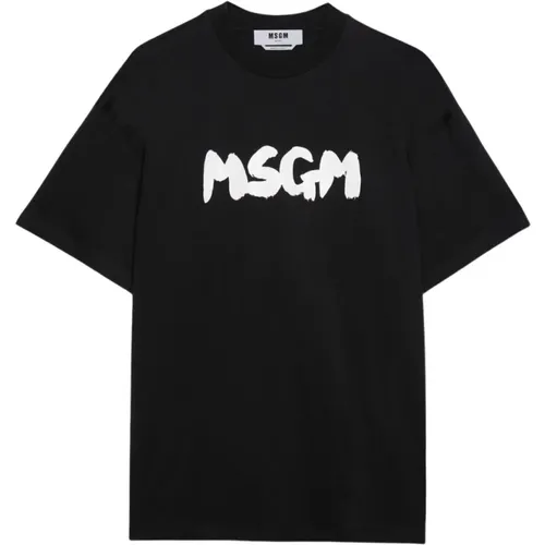 Cotton Jersey Logo Print T-shirt , male, Sizes: M, XL, S, L - Msgm - Modalova