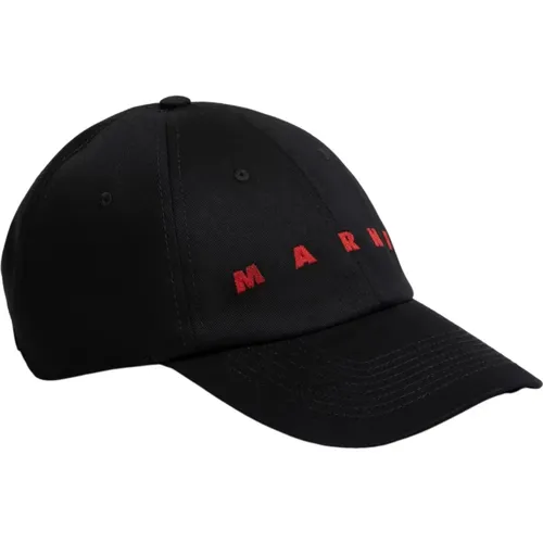 Gabardine baseball cap with embroidered logo , male, Sizes: M, S, L - Marni - Modalova