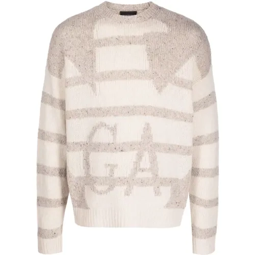 Intarsia-Knit Logo Sweater , male, Sizes: L, M - Emporio Armani - Modalova
