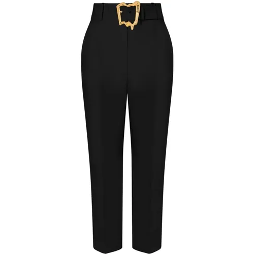 Cropped Stretch Hose mit Abnehmbarem Gürtel und Goldener Schnalle , Damen, Größe: XS - Moschino - Modalova