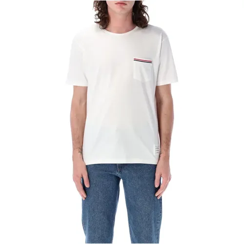 RWB Taschen-Tee aus mittelschwerem Jersey,Weißes T-Shirt mit Rwb Taschenbesatz,Weißes Taschen T-Shirt Mittelschweres Jersey - Thom Browne - Modalova