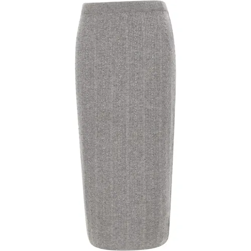 Luxurious Grey Wool Silk Skirt , female, Sizes: M, S, L - Fabiana Filippi - Modalova