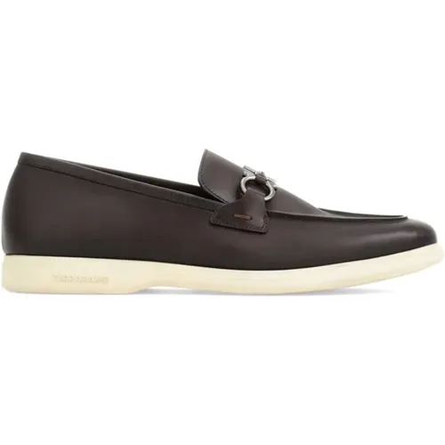 Flat Leather Shoes with Gancini Buckle , male, Sizes: 5 UK, 5 1/2 UK - Salvatore Ferragamo - Modalova