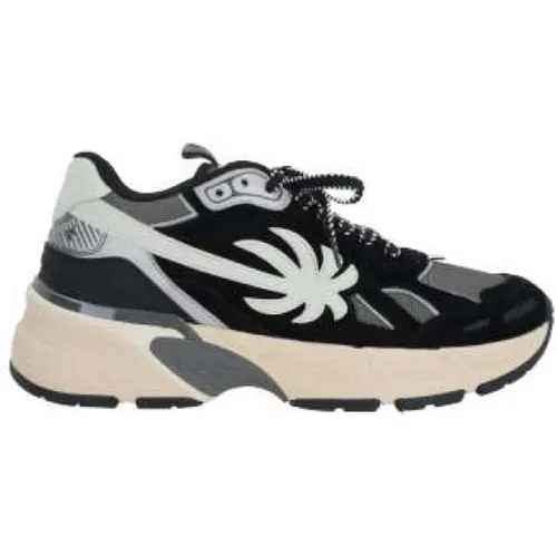 Grey and Black Low-Top Sneakers , male, Sizes: 7 UK, 6 UK - Palm Angels - Modalova