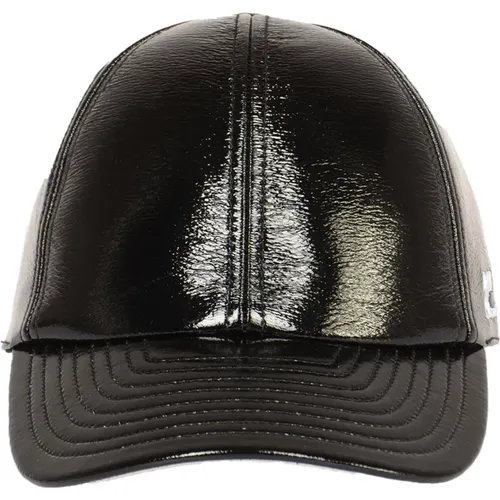 Schwarze Vinyl Cap Mütze , Damen, Größe: M - Courrèges - Modalova