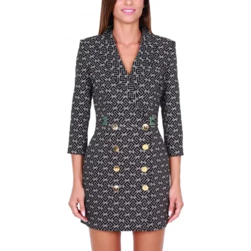 Geometric Print Double-Breasted Coat Dress , female, Sizes: M - Elisabetta Franchi - Modalova