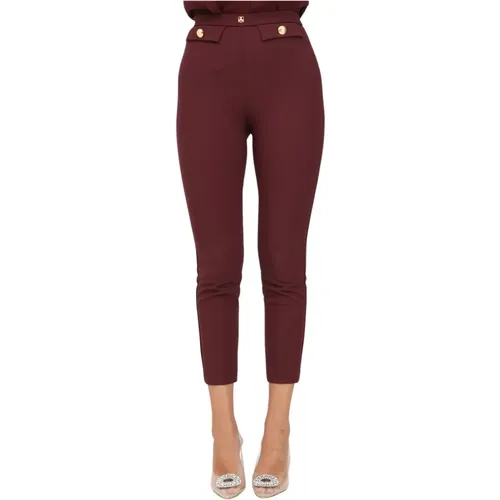 Burgundy Elegante Hose , Damen, Größe: S - Elisabetta Franchi - Modalova