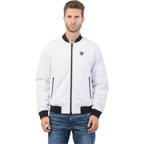 Weiße Jacke Fullzip Logo Leichte Polsterung - Emporio Armani - Modalova