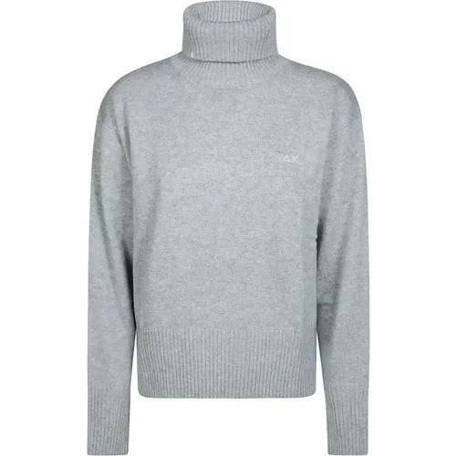 Einfarbiges Langarm-Turtleneck-Top , Damen, Größe: L - Sun68 - Modalova