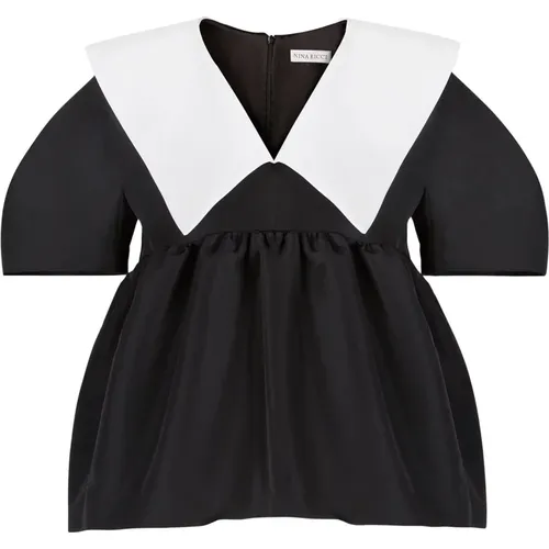 Schwarzes Taffeta Babydoll Top , Damen, Größe: L - Nina Ricci - Modalova