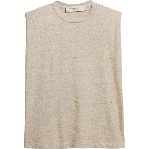 Pearls Sleeveless T-Shirt , female, Sizes: S, XS - Golden Goose - Modalova