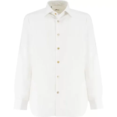 Weiße Baumwollhemd für Formelle und Lässige Anlässe , Herren, Größe: L - Kiton - Modalova