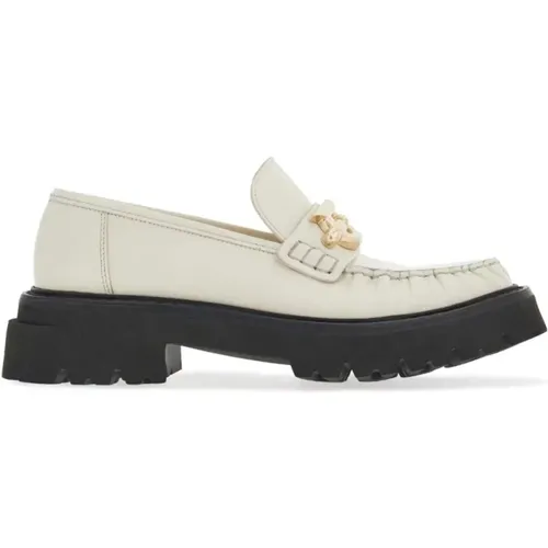 Weiße Gancini-Plaque Lederloafers , Damen, Größe: 36 1/2 EU - Salvatore Ferragamo - Modalova