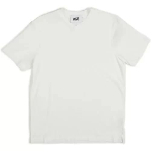 V-Ausschnitt Weißes Herren T-Shirt Ice Cotton , Herren, Größe: 3XL - Alpha Studio - Modalova