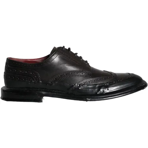 Schwarze Leder Wingtip Oxford Schuhe - Dolce & Gabbana - Modalova