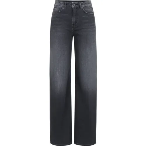 Relaxed Fit Mid-Waist Jeans Dark-Grey Denim , female, Sizes: W24 L32 - drykorn - Modalova