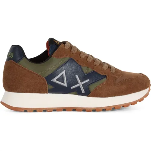 Leather and fabric sneakers Jaki Bicolor , male, Sizes: 6 UK, 7 UK, 8 UK - Sun68 - Modalova