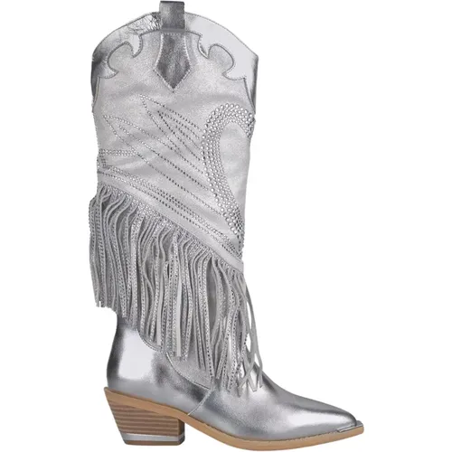 Sparkling Fringed Cowboy Boot , female, Sizes: 7 UK, 5 UK, 6 UK, 4 UK, 8 UK - Alma en Pena - Modalova