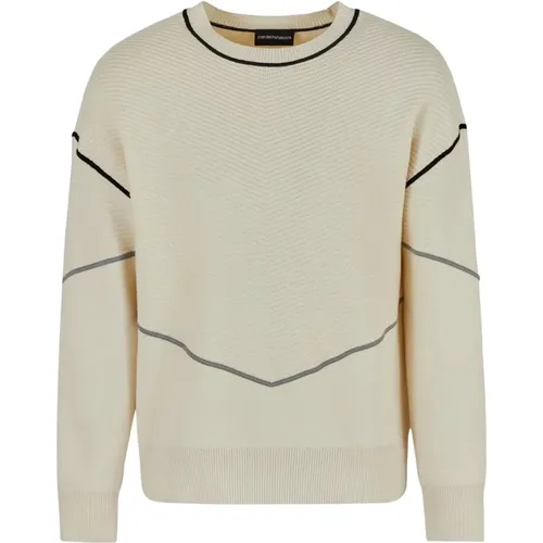 Contrasting Detail Crew-neck Sweater , male, Sizes: M, S, XL - Emporio Armani - Modalova